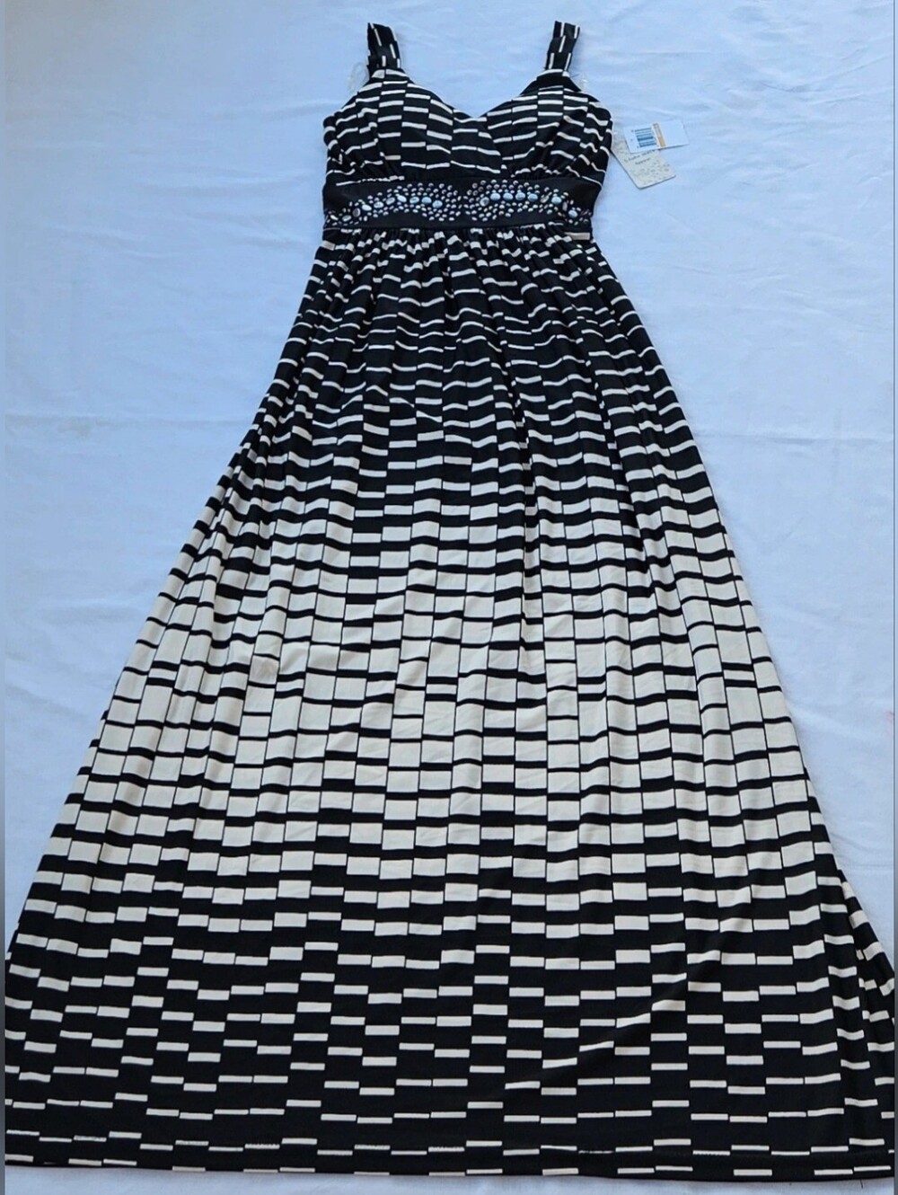 Studio West Black and White Geometric Maxi Dress